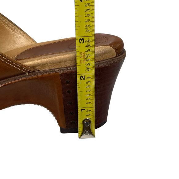 Frye Women’s Cheryl Triple Ring Brown Leather Mule Clog Size US 8.5 - Picture 10 of 11